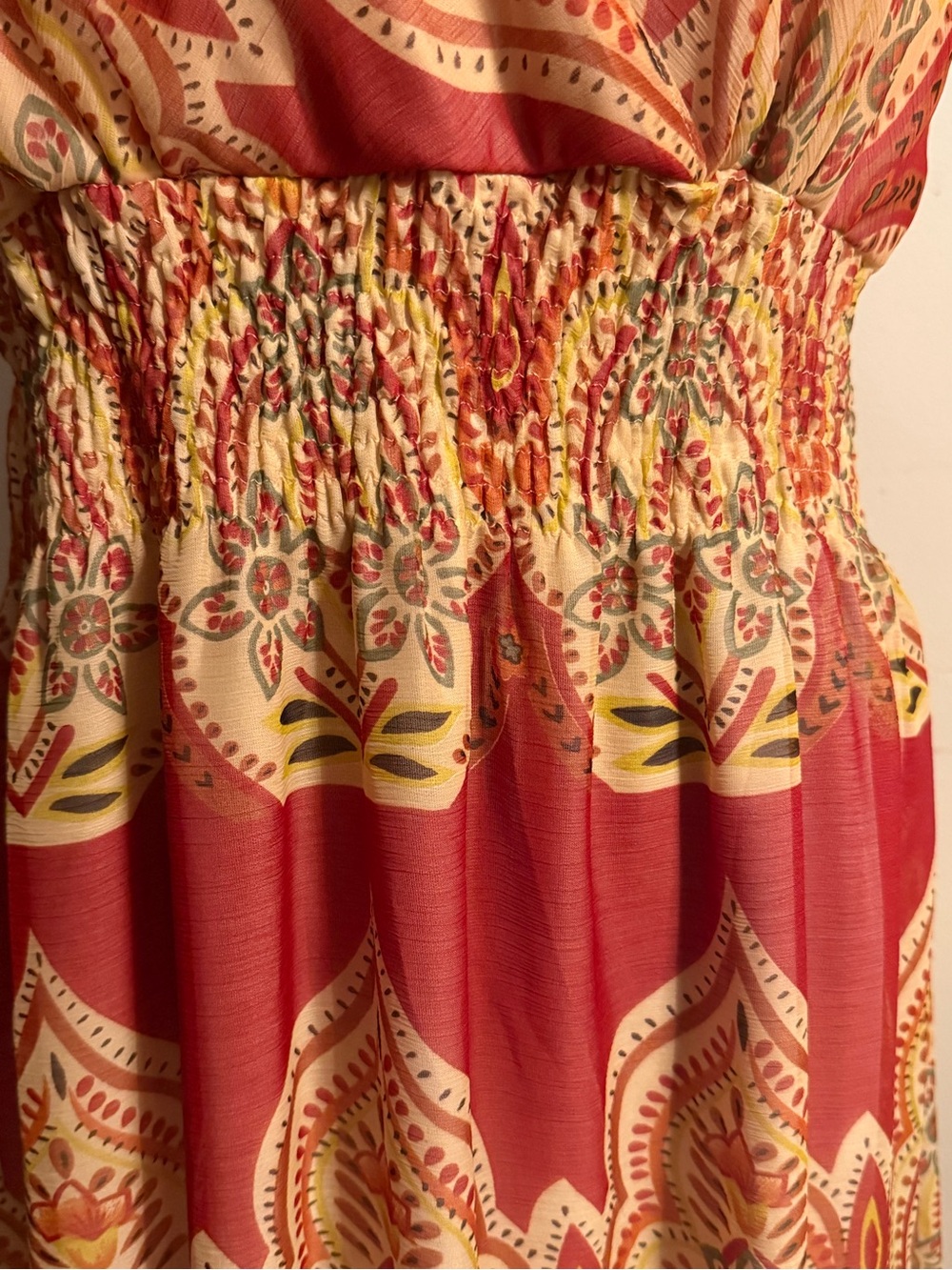 She's Cool Rust and Cream Paisley Tiered Maxi Dress - Picture 6 of 11